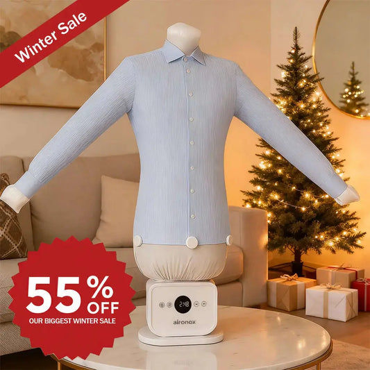 Aironox™ Automatic Ironing Machine on table for home use